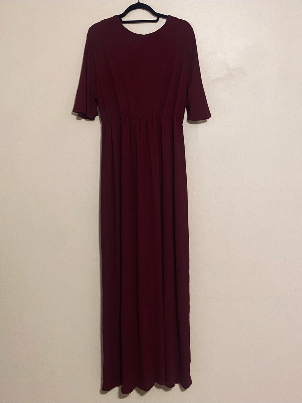 2XL Maxi Dress Burgundy V-Neck Button Front - Picture 16 of 16